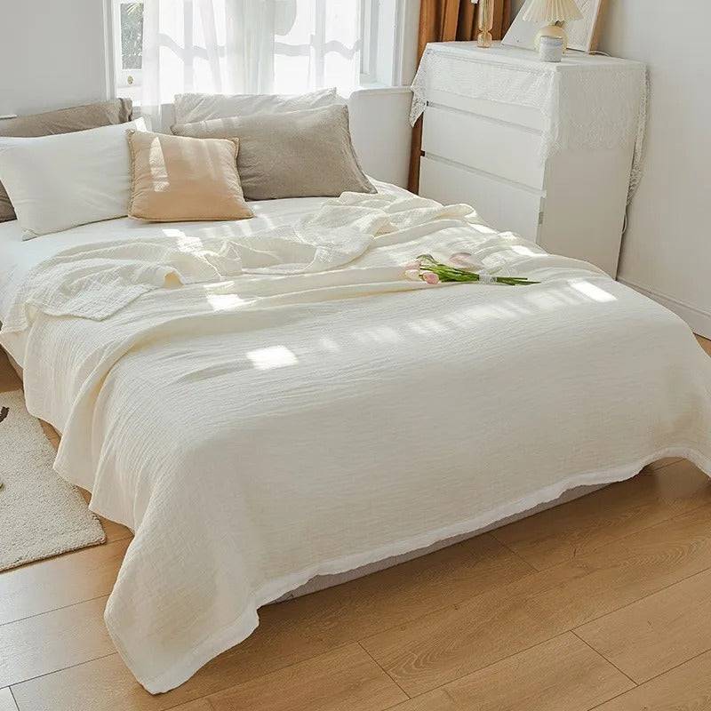 Sechs-Lagen Musselin Decke Gelb 150x200 cm – Atmungsaktiv & Vielseitig – Aus 100% Baumwolle
