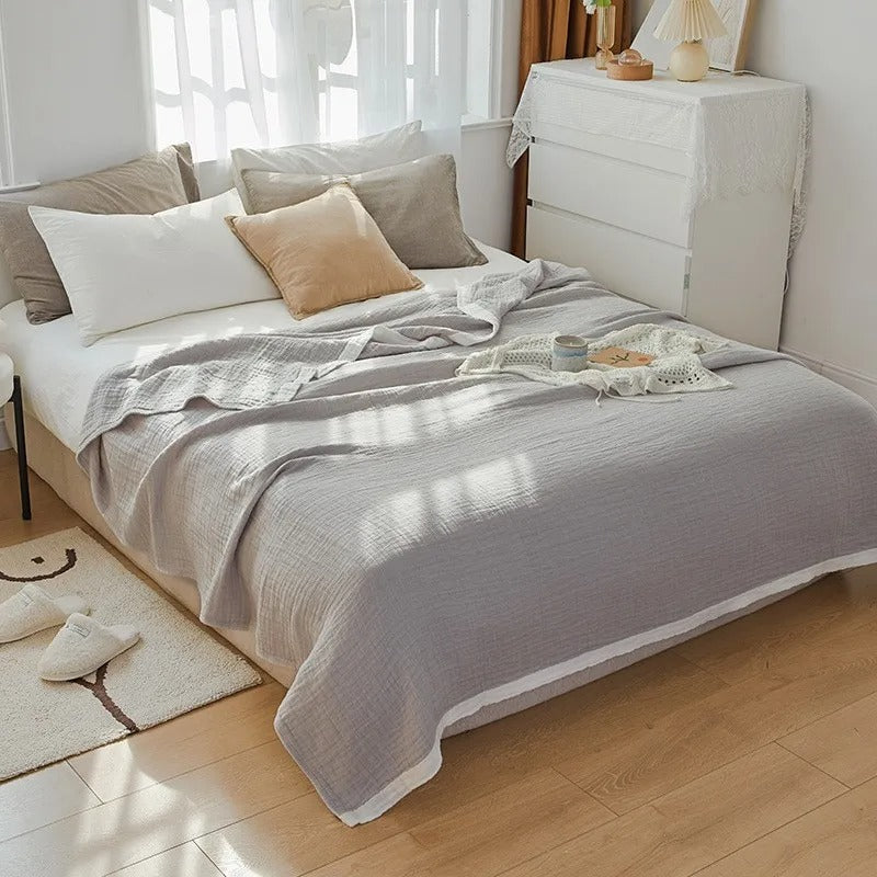 Sechs-Lagen Musselin Decke Grau 150x200 cm – Atmungsaktiv & Vielseitig – 100% Baumwolle