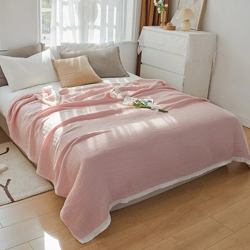 Sechs-Lagen Musselin Decke Rosa 150x200 cm – Atmungsaktiv & Vielseitig – 100% Baumwolle