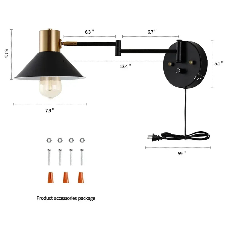Dimmbares Metall-Wandlicht – Verstellbare Nachttisch-Stehlampe für moderne Häuser