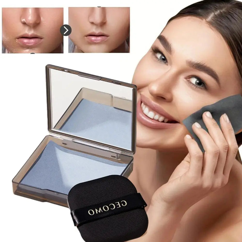 100PCS Gesichtsöl-Blotting-Papiere mit Spiegel & Make-up-Puff – Tragbares Öl-Kontroll-Set