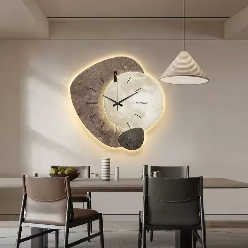 Holz Wand Uhr mit USB Lampe für Zuhause und Büro Ästhetische Dekor