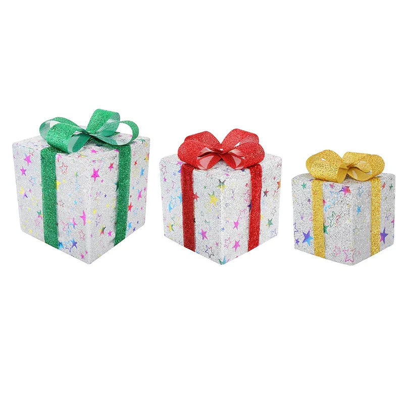 Weihnachtsbeleuchtete Geschenkkisten mit Fernbedienung