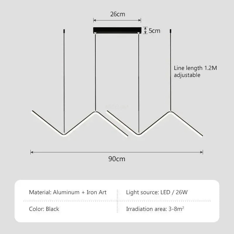 Royallure Moderne LED Deckenleuchte - Schlankes Z-förmiges Pendelleuchten mit Dimmfunktion