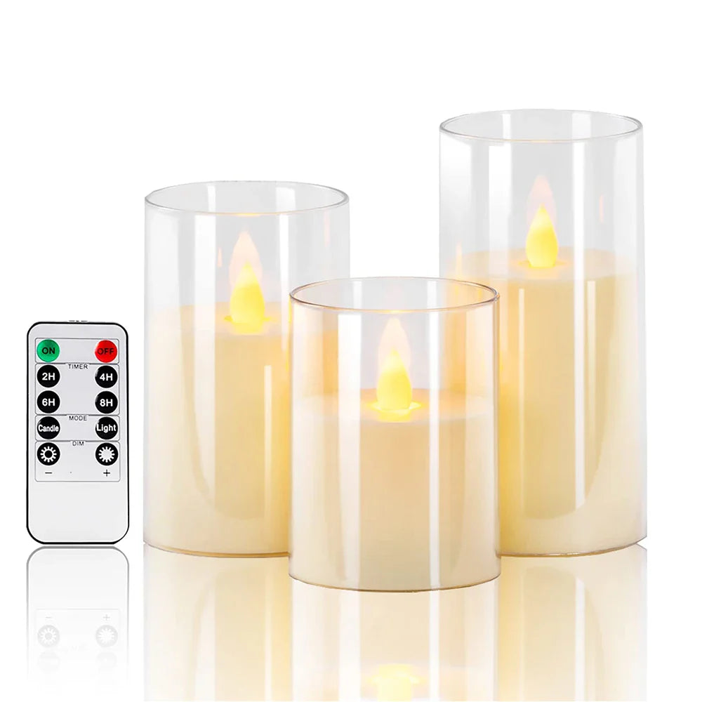 3er Set LED-Teelichter ohne Flamme mit Fernbedienung - Flackerndes Licht für Hochzeiten & Wohnkultur