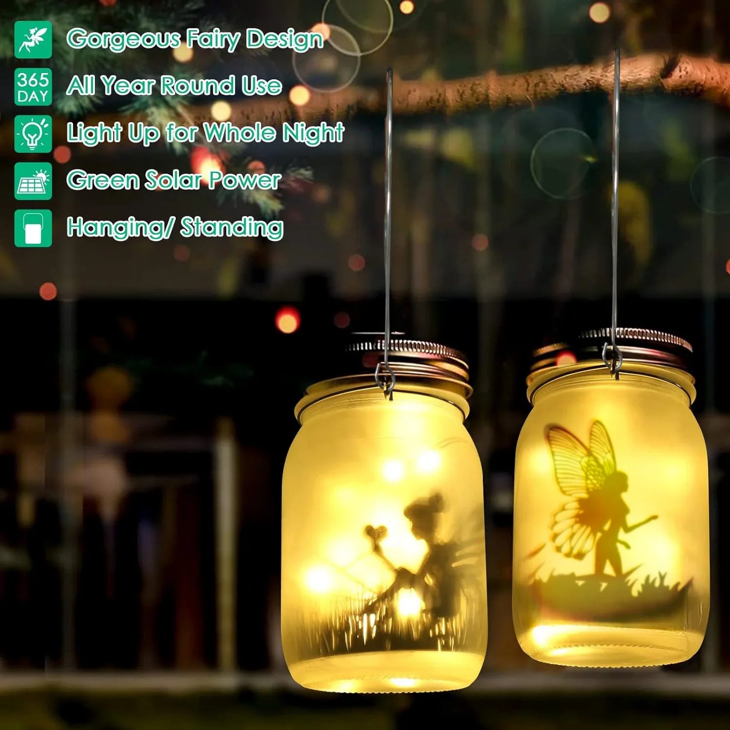 Glas Feenlampe – Solarbetriebene Einmachglaslaterne für magische Außen- und Gartendekoration