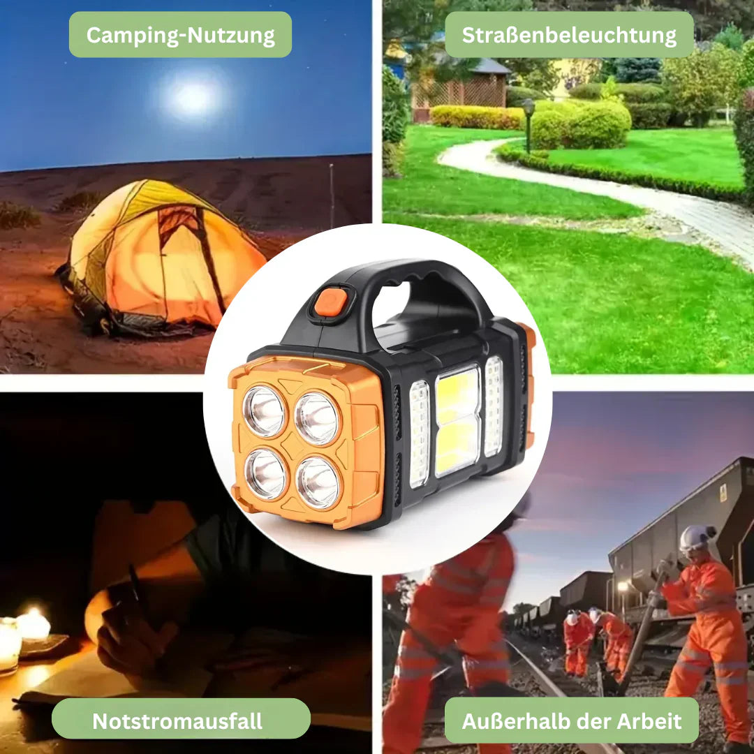 3-in-1 Notfall Taschenlampe mit USB-Ladung und praktischem Tragegriff