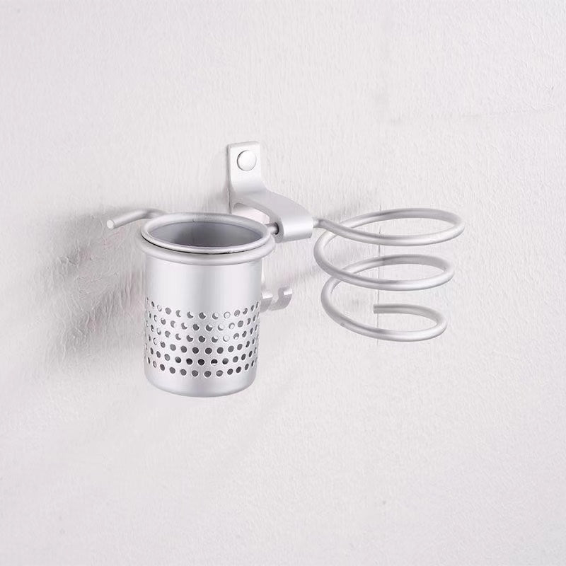 Space Aluminium Haartrocknerhalter – Silber – Mit Zahnbürstenhalter & Doppelrohr