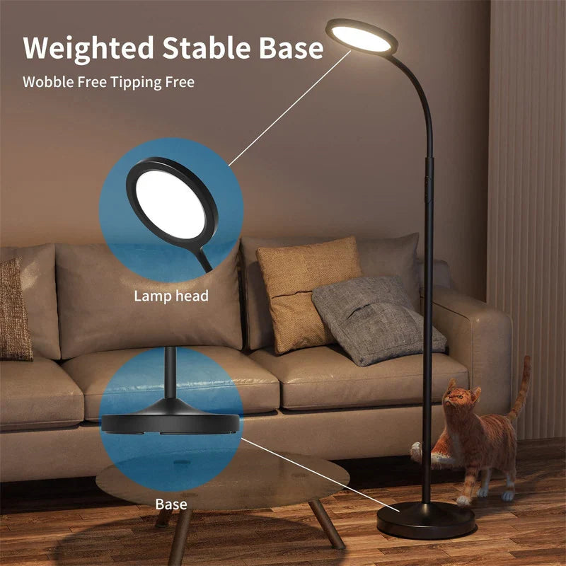 Gooseneck LED Stehleuchte mit Fernbedienung – Stufenloses Dimmen & Einstellbare Farbtemperatur
