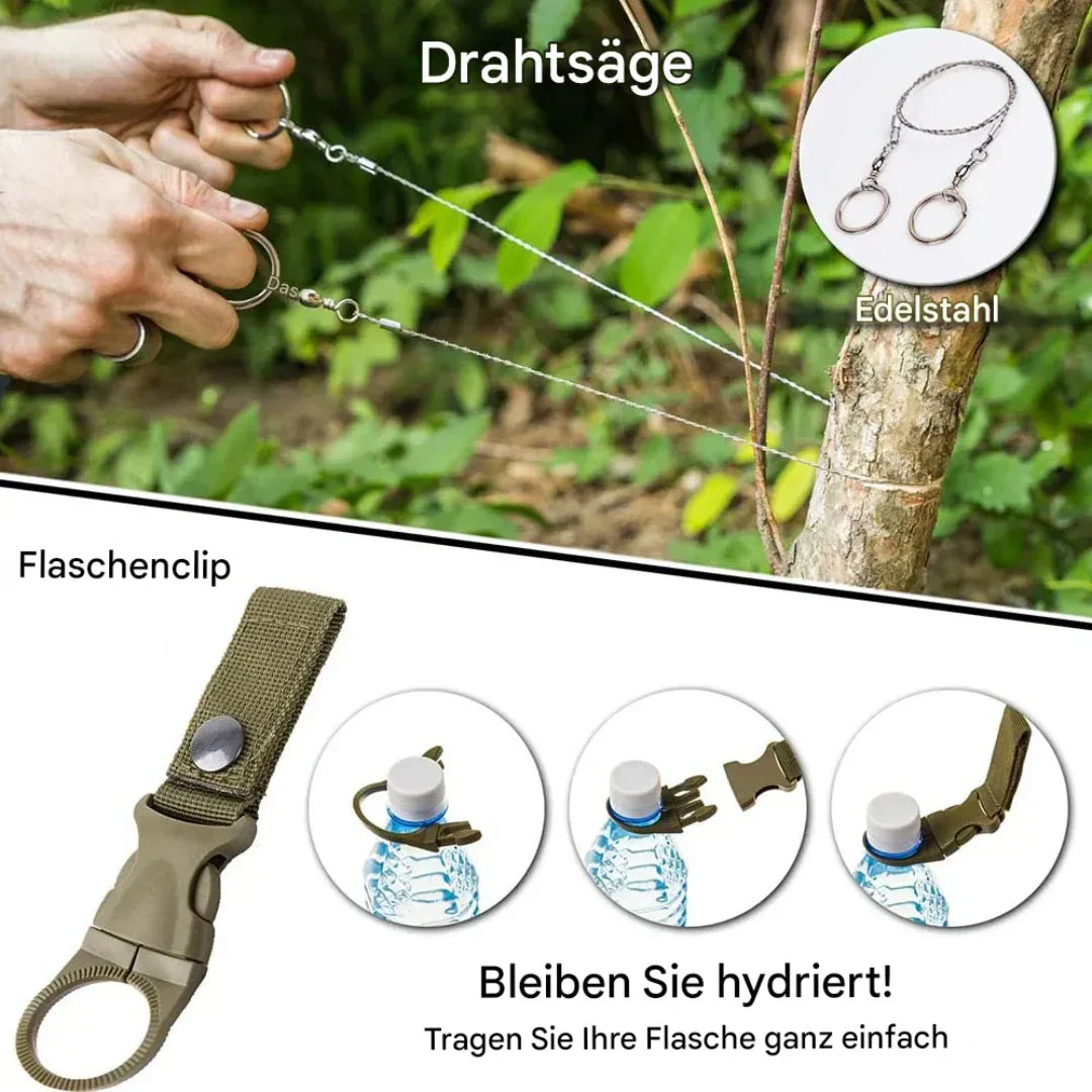 38-in-1 Notfallüberlebenskit mit erster Hilfe, Taschenlampe und Kompass