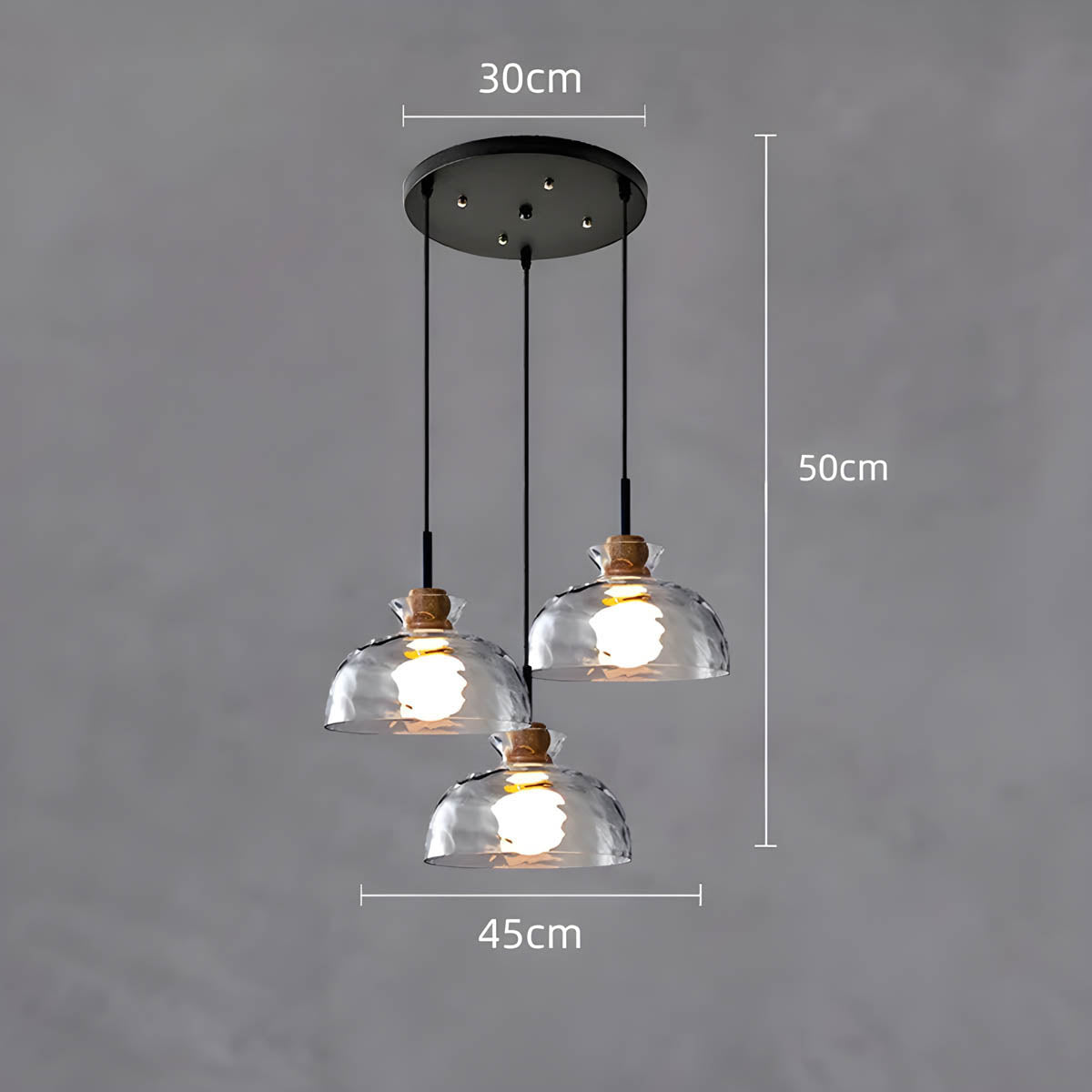 Glas Hängeleuchte TOKYO – Minimalistische Deckenlampe mit 1 oder 3 Köpfen