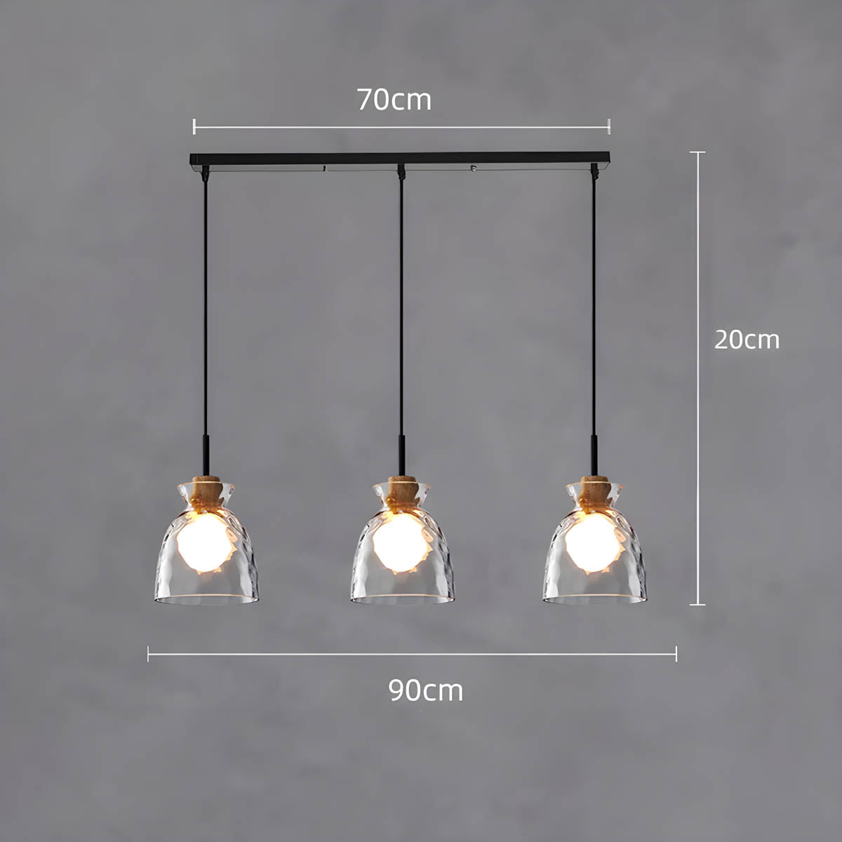 Glas Hängeleuchte TOKYO – Minimalistische Deckenlampe mit 1 oder 3 Köpfen