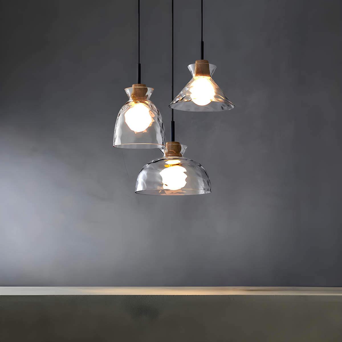 Glas Hängeleuchte TOKYO – Minimalistische Deckenlampe mit 1 oder 3 Köpfen