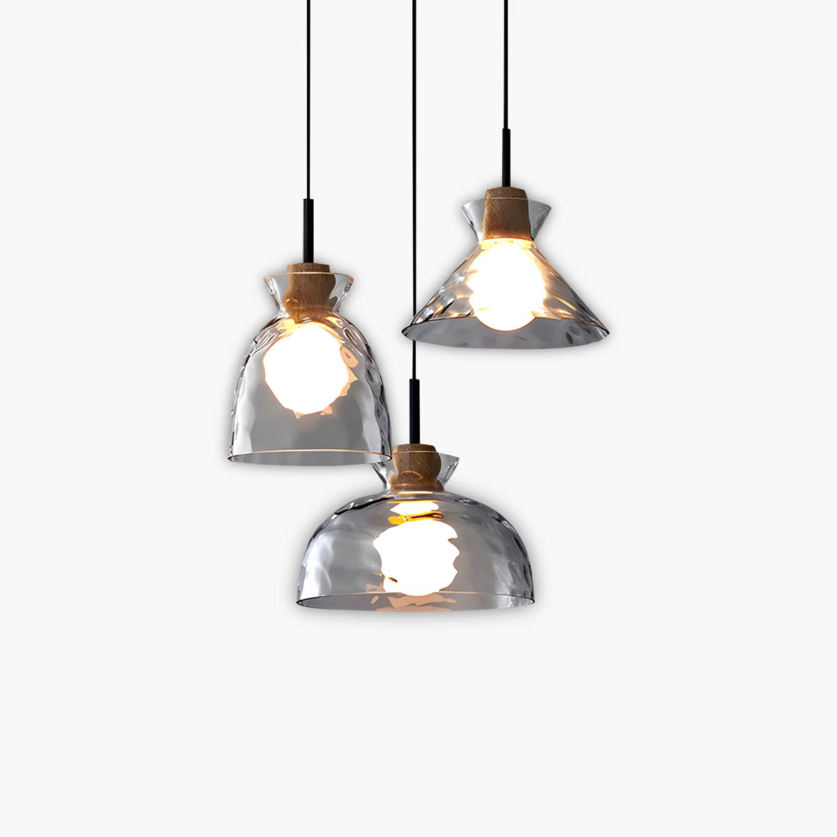 Glas Hängeleuchte TOKYO – Minimalistische Deckenlampe mit 1 oder 3 Köpfen