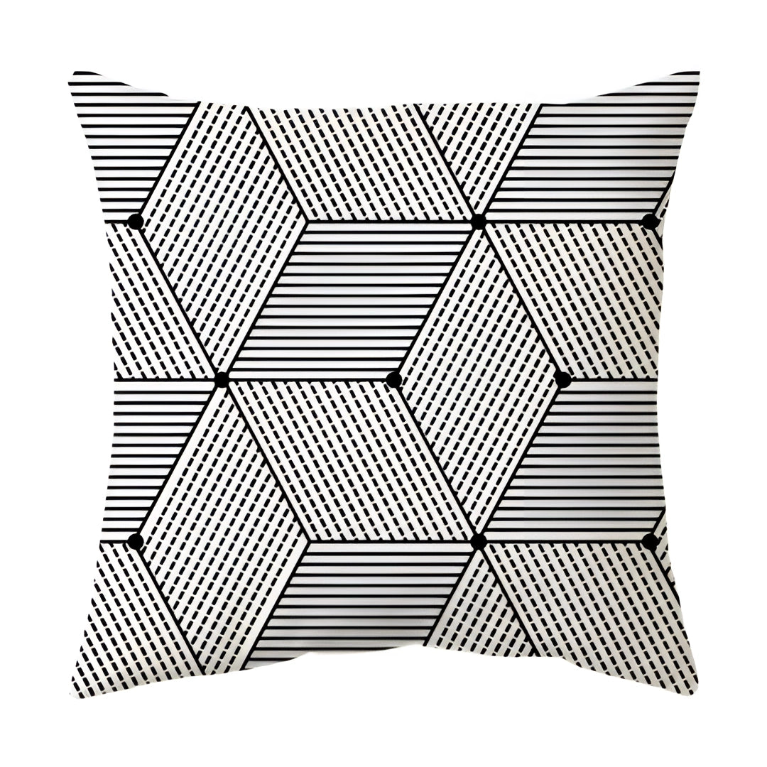 Garduru geometrisches Schwarz-Weiß-Kissen für stilvolle Dekoration