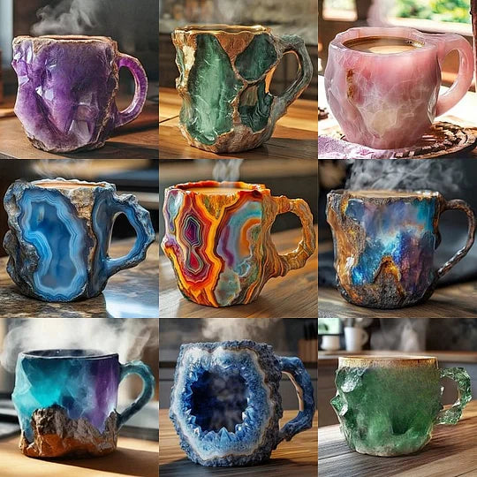 Royallure Elegante Kristall-Achat Kaffeetasse – Einzigartiger handgefertigter Becher für luxuriöses Trinken