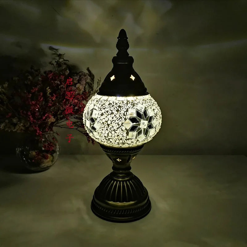 Türkische Mosaik Tischlampe – Handgefertigtes künstlerisches Nachttischlicht