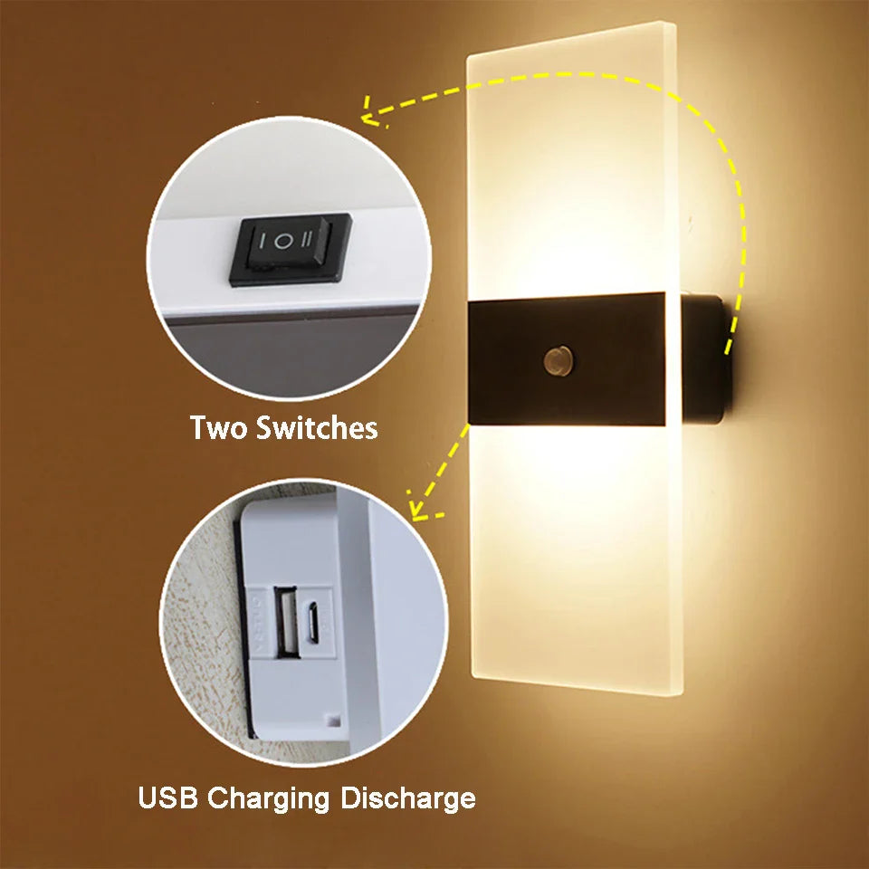 LumaGlow - USB wiederaufladbare LED-Wandleuchte mit Touch-Sensor