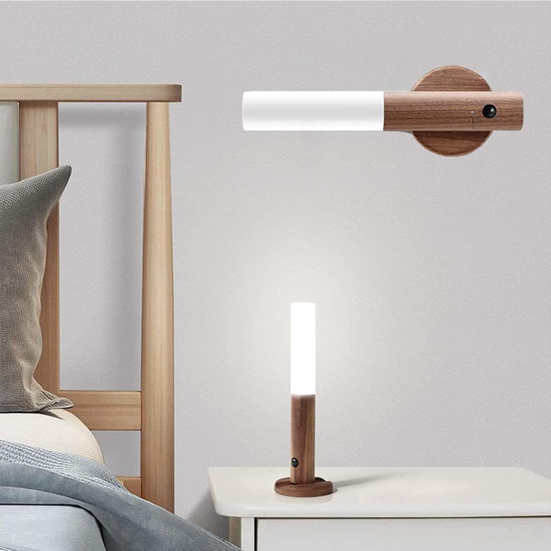 Wandleuchte LED Bewegungsmelder Holzbasislampe