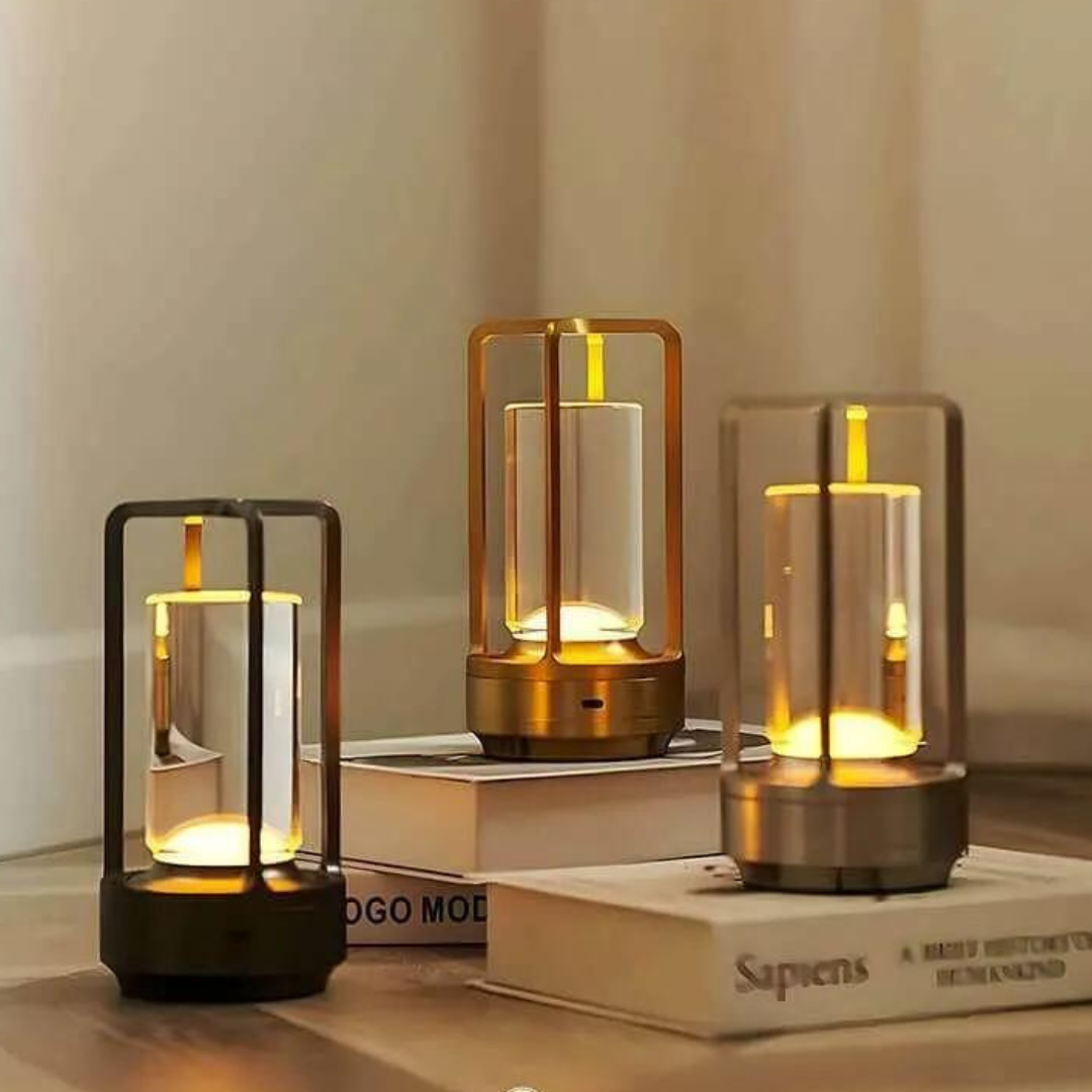Crystal Glow Laterne – Wiederaufladbare, dimmbare LED Lampe mit Fernbedienung für moderne Innenräume