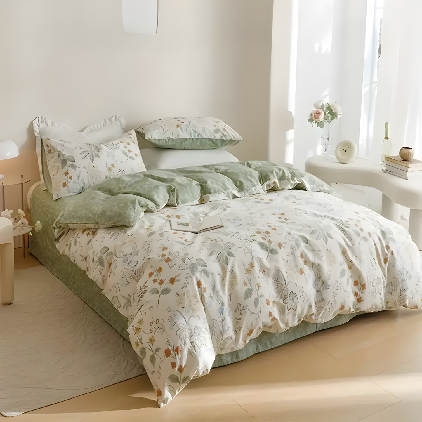 Garduru Bettdecken-Set - 3-teiliger Floral-Bettdeckenbezug