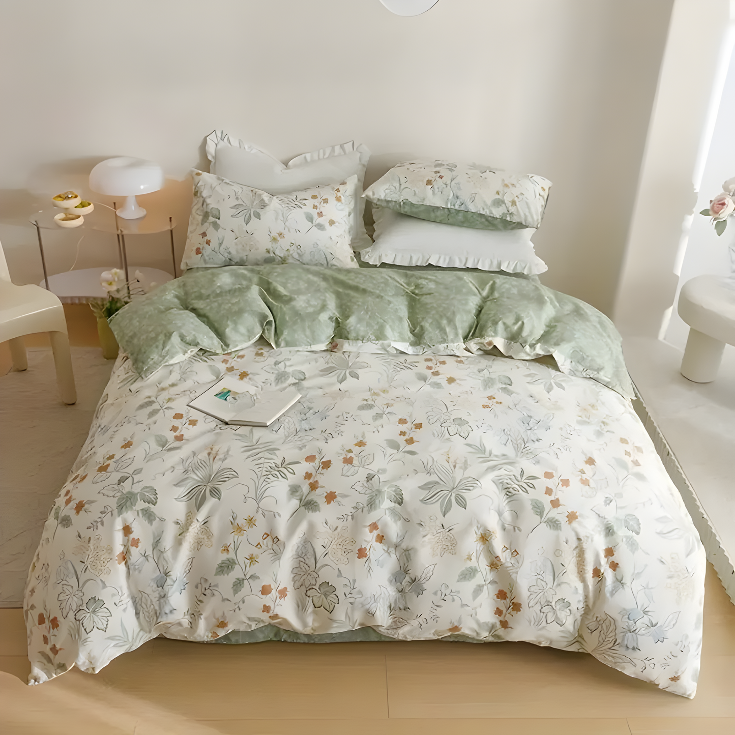 Garduru Bettdecken-Set - 3-teiliger Floral-Bettdeckenbezug
