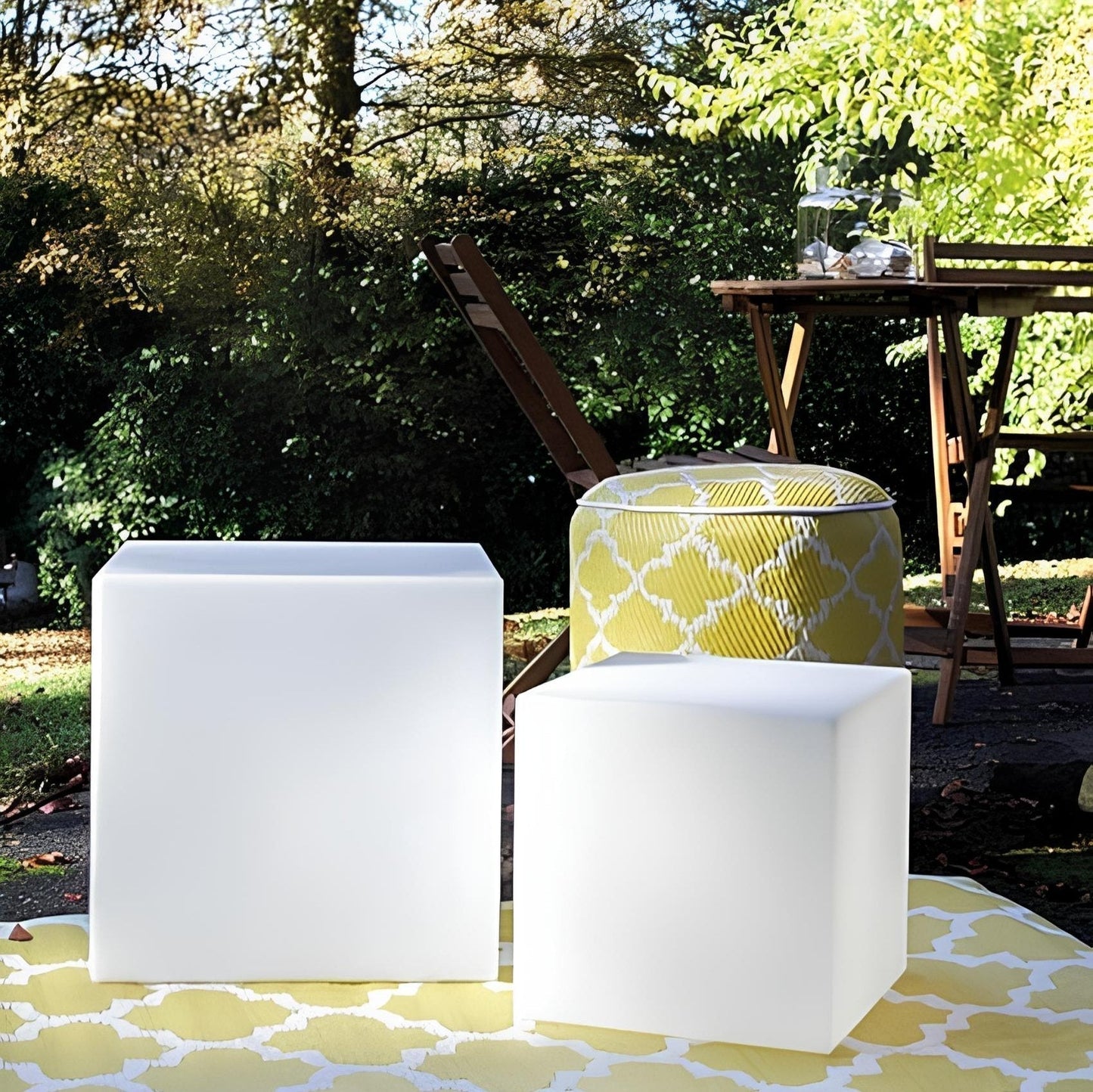 Lampe Cube Außen LED – Modernes Wiederaufladbares Licht mit Fernbedienung