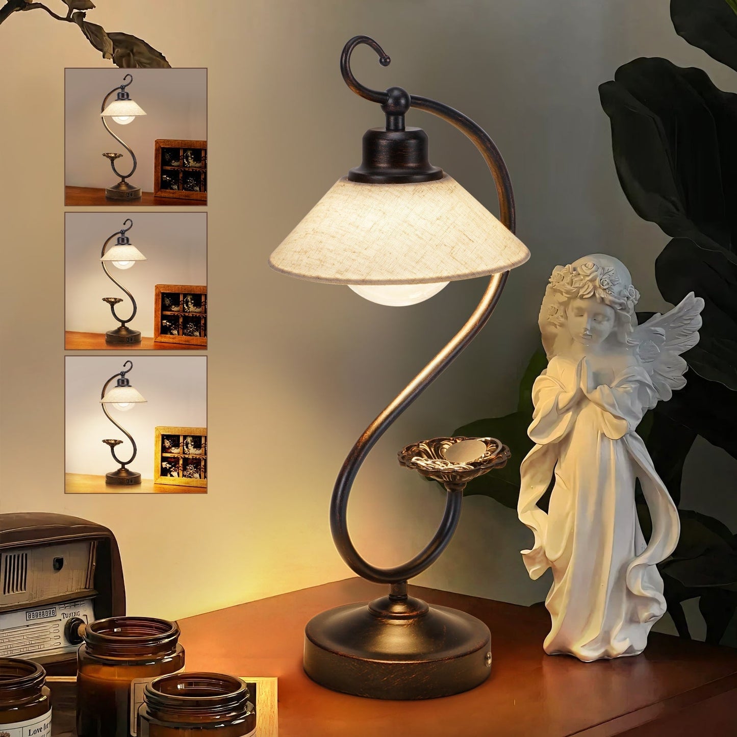 V05 Vintage Flower Tischlampe - Dimmierbare LED Nachttischlampen