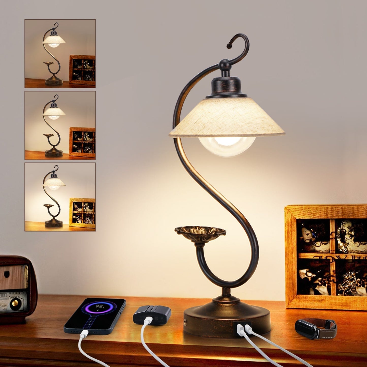 V05 Vintage Flower Tischlampe - Dimmierbare LED Nachttischlampen
