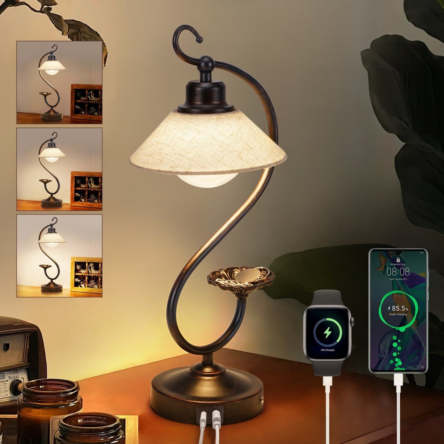 V05 Vintage Flower Tischlampe - Dimmierbare LED Nachttischlampen
