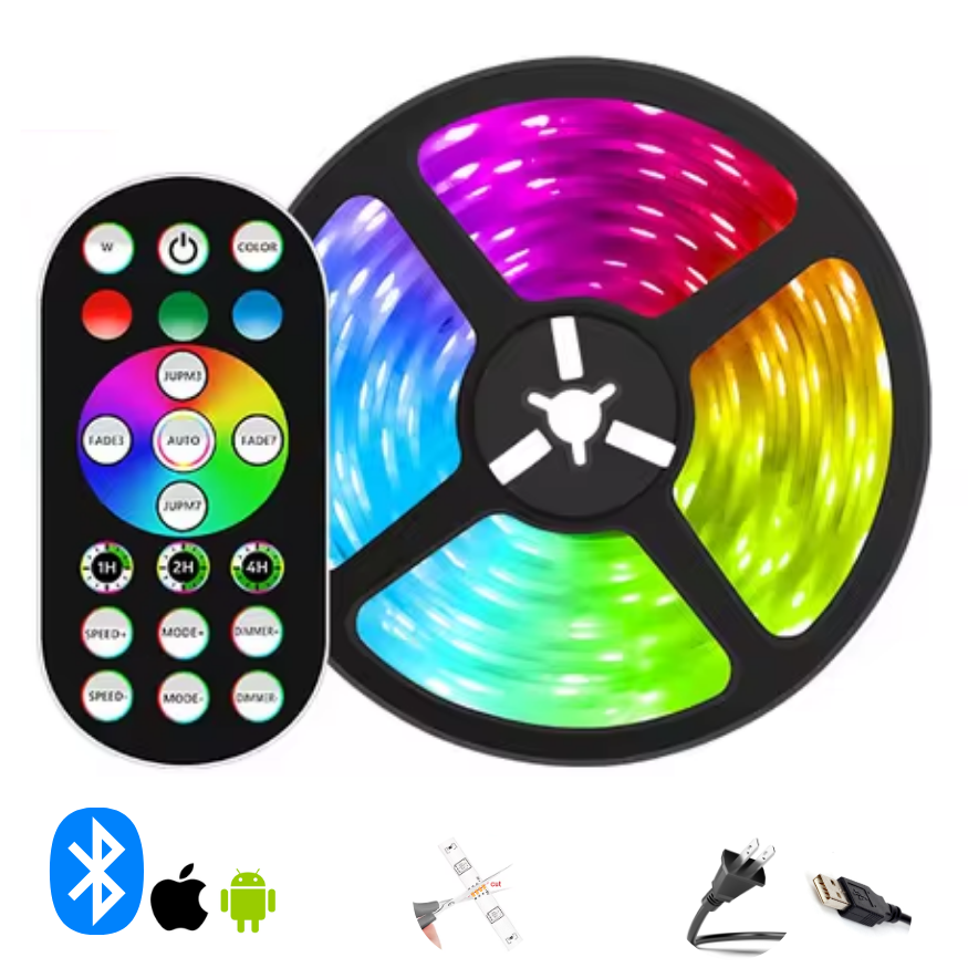 Lebendige RGB LED Streifenlichter - Bluetooth anpassbarer Farbwechsel-Lichtstreifen für die Wohnkultur