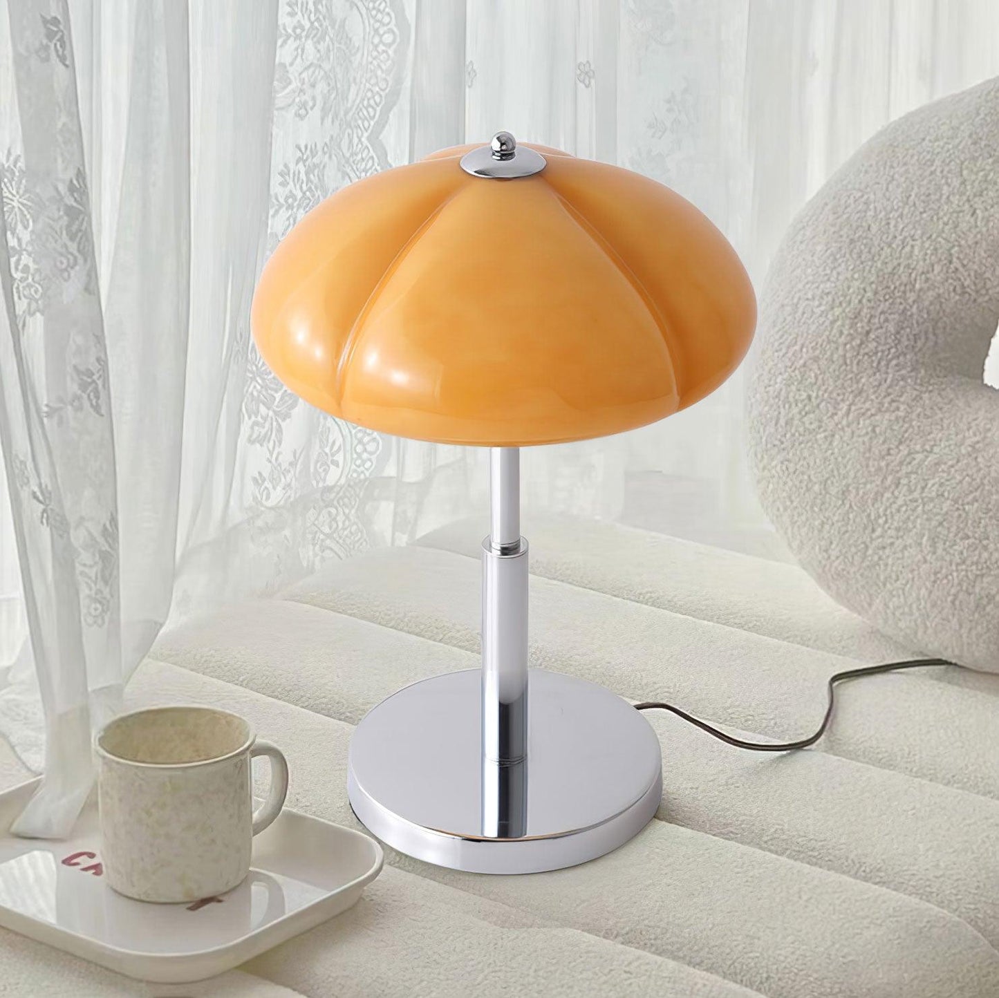 Tischlampe Pilz Bauhaus – Modernes Design mit Amberglas-Schirm