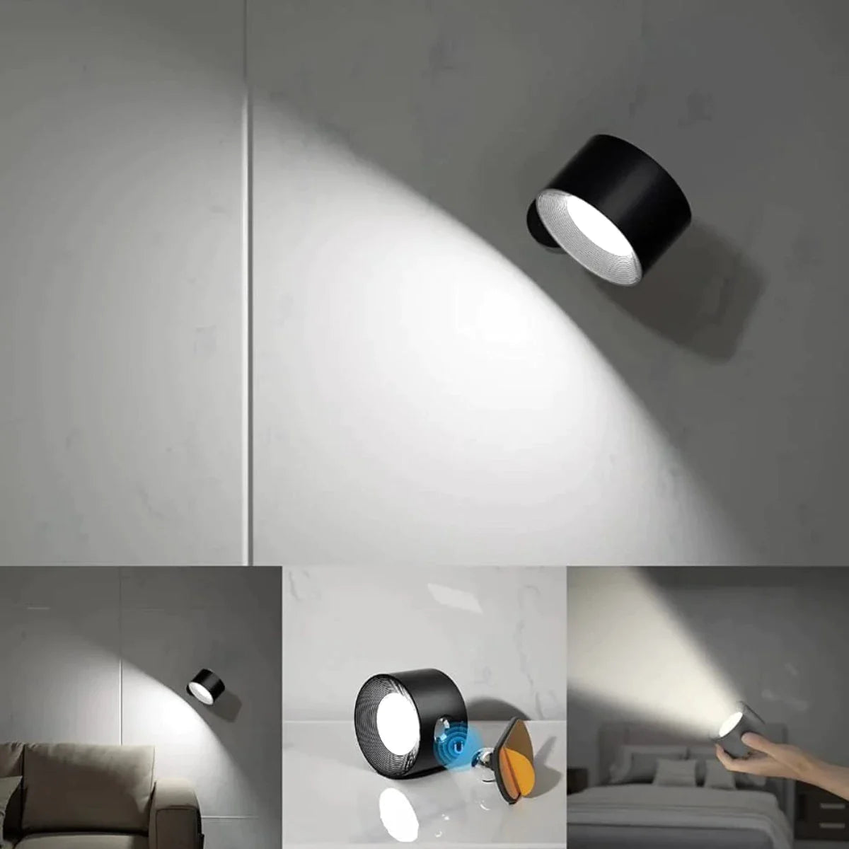 360° Kabellose Wandlampe – USB wiederaufladbare & verstellbare LED Lampe