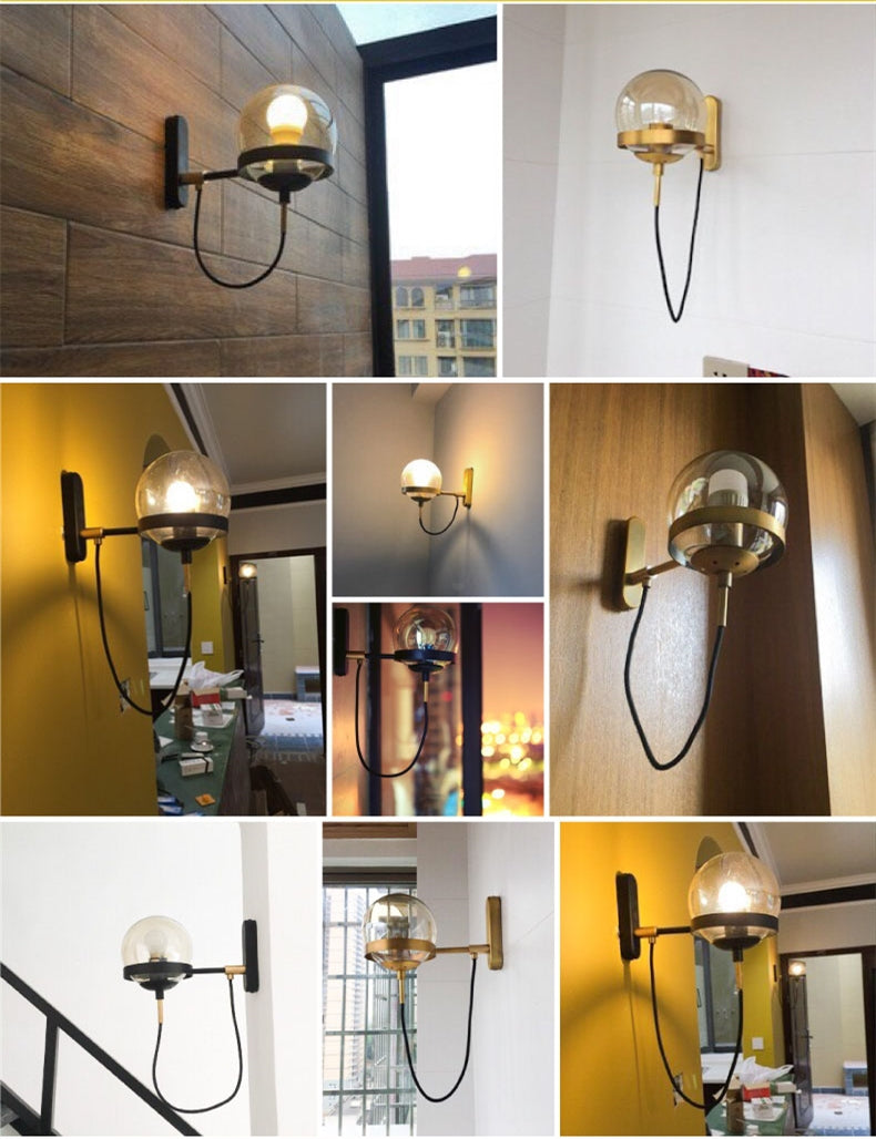 Wandlampe – Elegantes Design mit Glasglobus – Hardwired Installation