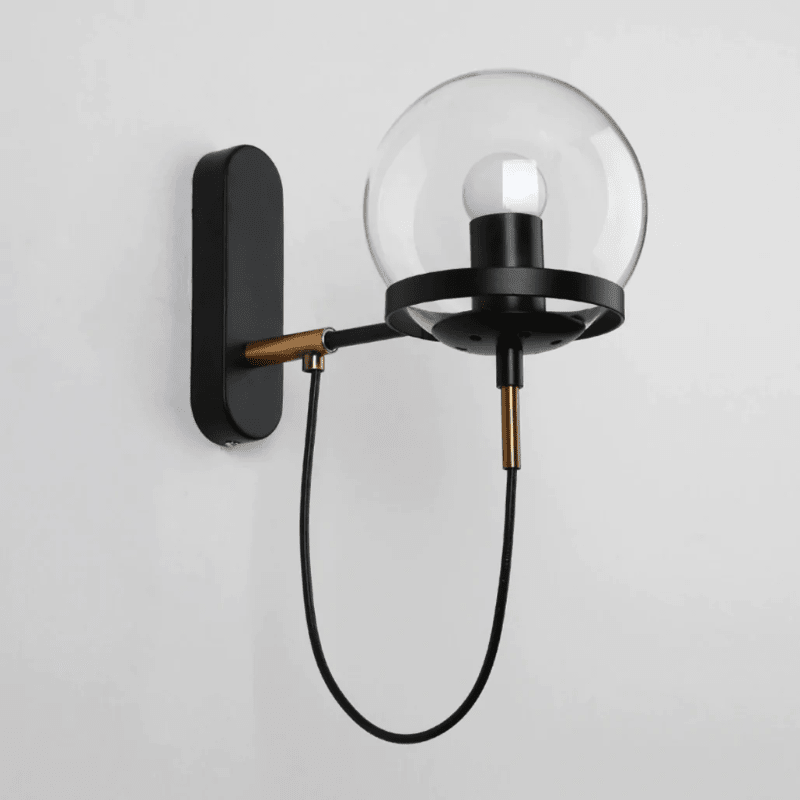 Wandlampe – Elegantes Design mit Glasglobus – Hardwired Installation