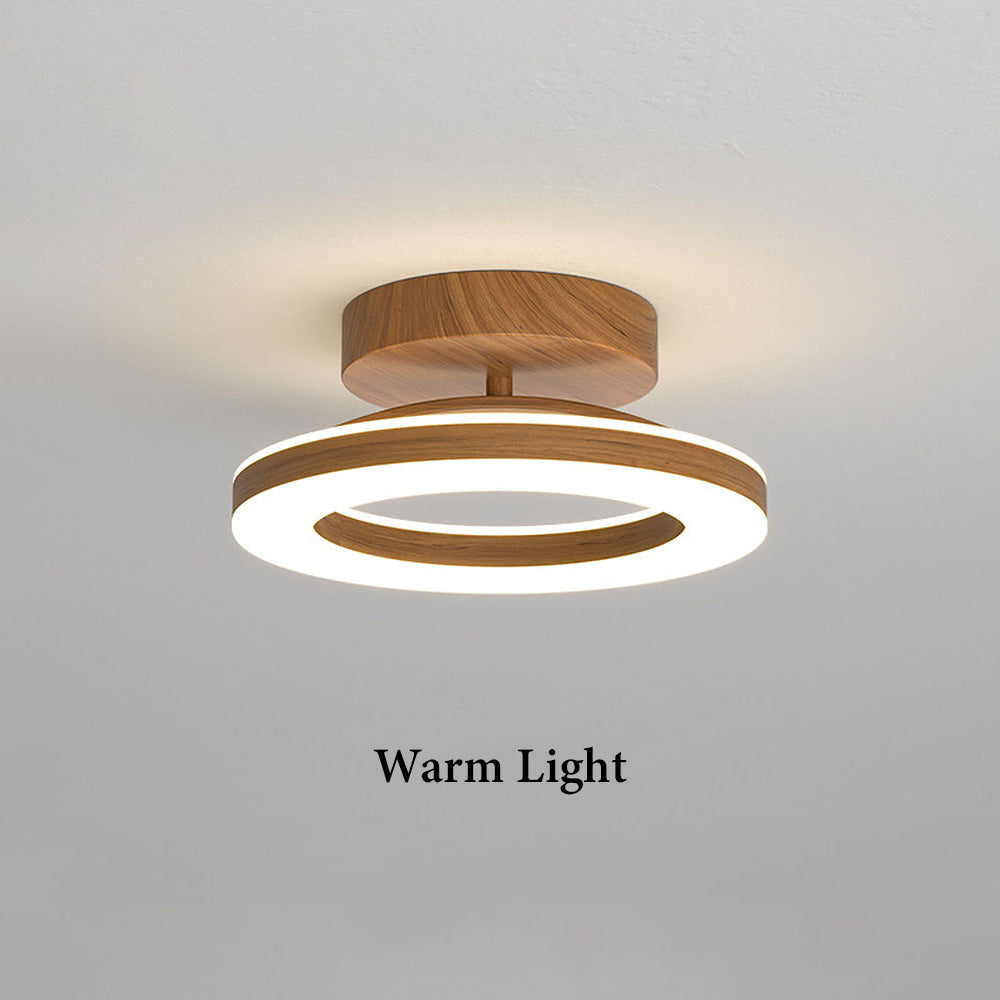 LED-Deckenleuchte mit modernem Holzfinish