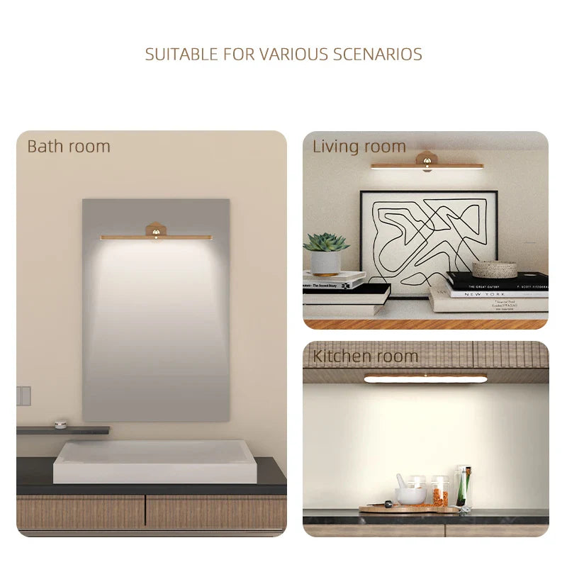 LumoGlow - Holz LED Aufladbare Wandlampe