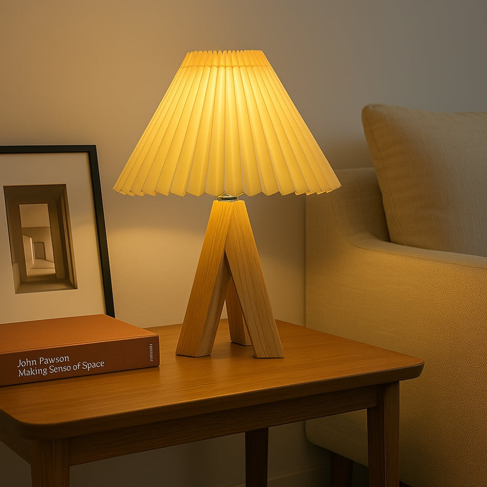 Holz Stativ USB Tischlampe