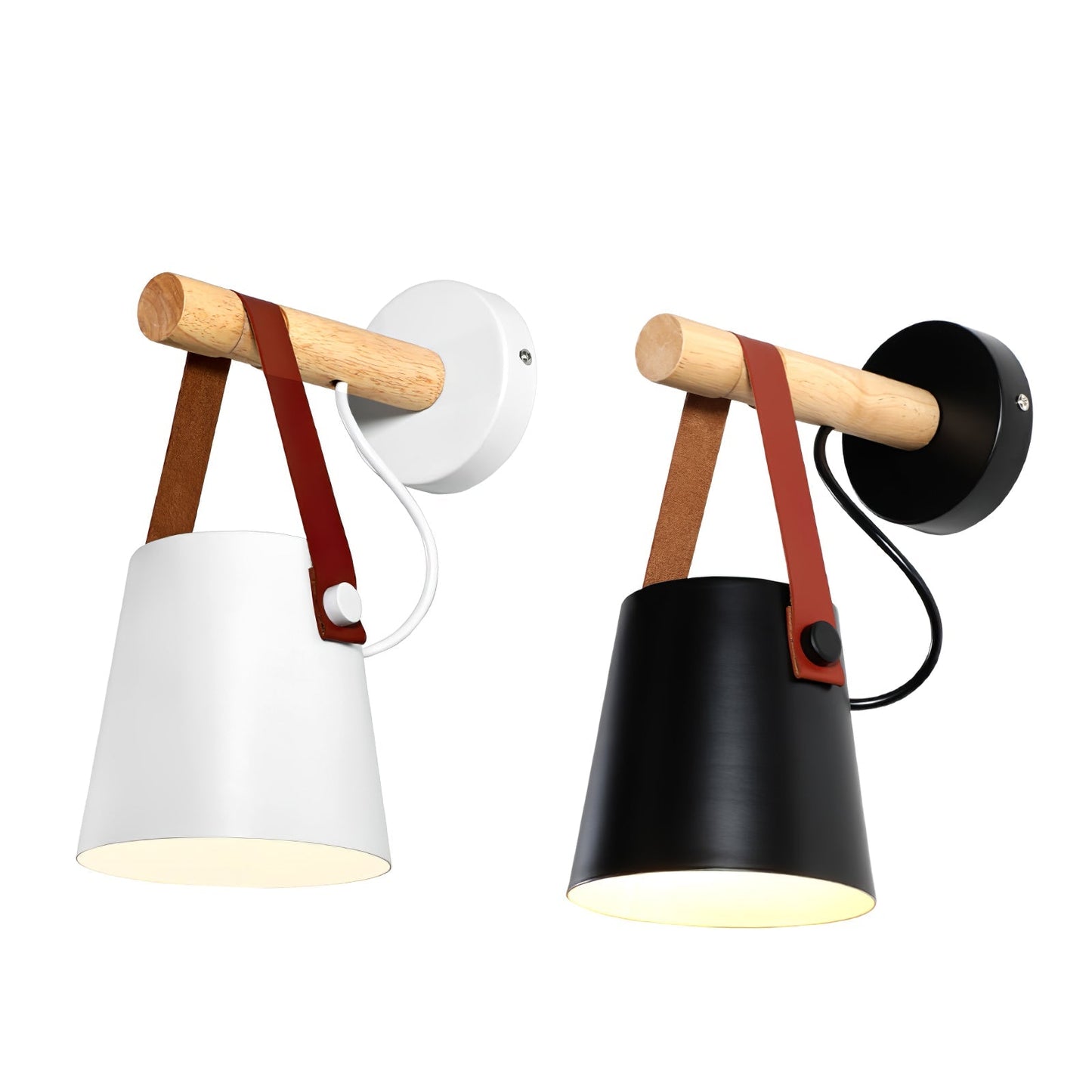 Skandinavische Wandleuchte aus Holz und Leder – Elegantes Design mit effizientem LED-Licht