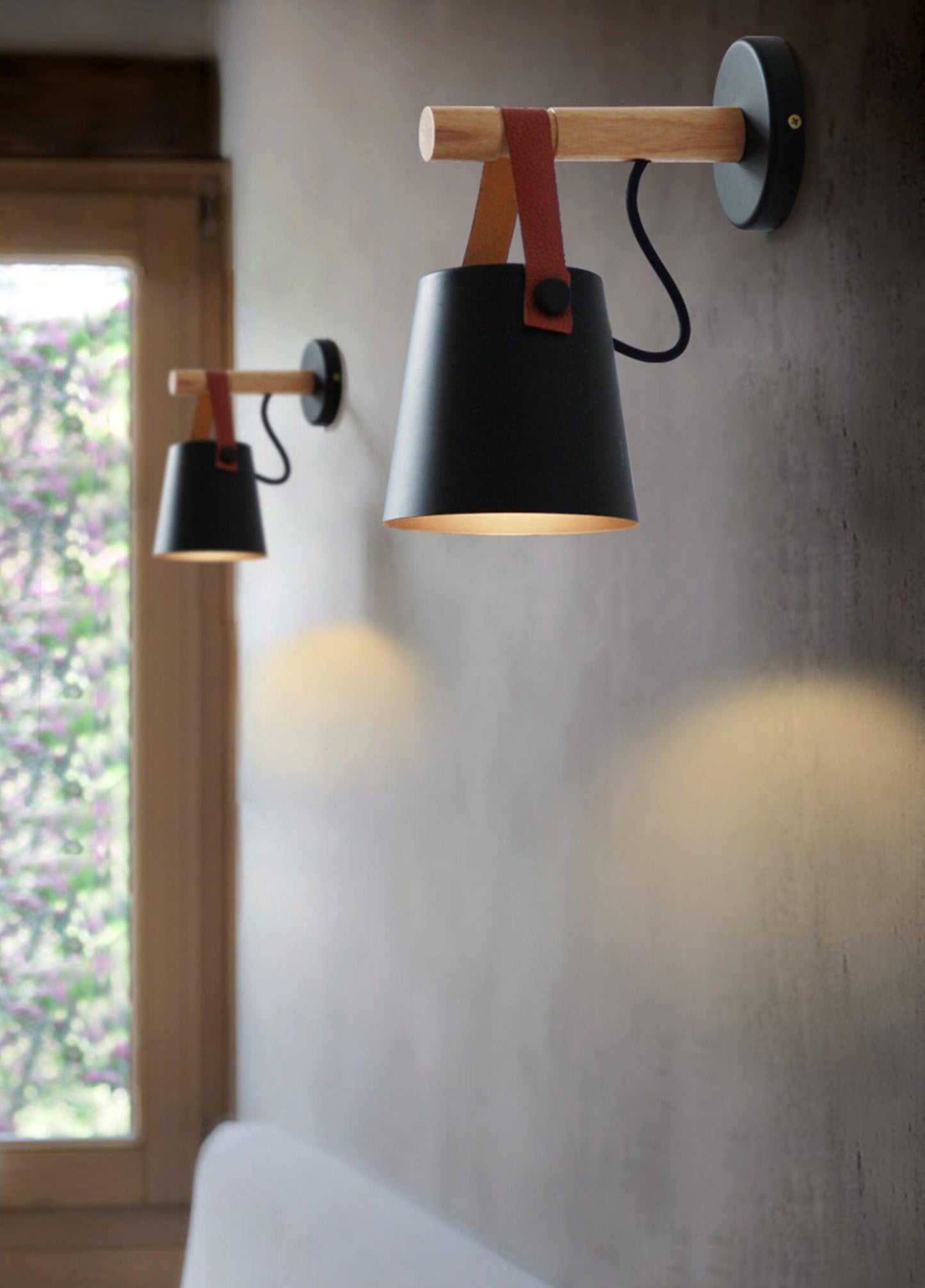 Skandinavische Wandleuchte aus Holz und Leder – Elegantes Design mit effizientem LED-Licht