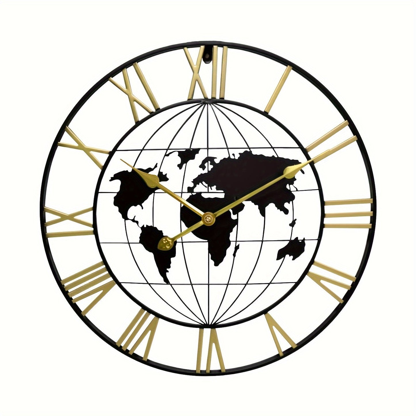 Große Weltkarte Wanduhr - Stille Metall Design Uhr