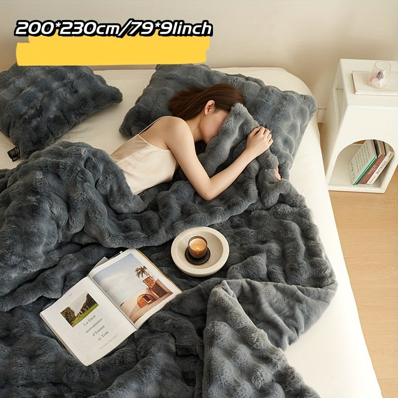 Garduru Fleece-Decke aus Faux Kaninchenfell – Weich, Warm & Vielseitig für Alle Jahreszeiten