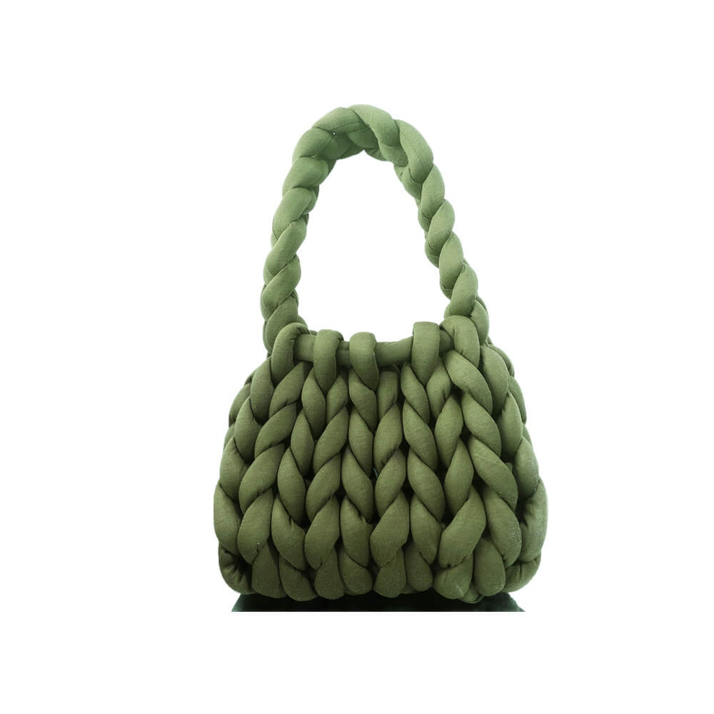 Diy Chunky Handtas, Dicke Baumwollwoll Gewebte Handtasche, Handgemachte Grobe Woll Gestrickte Eimer Tasche