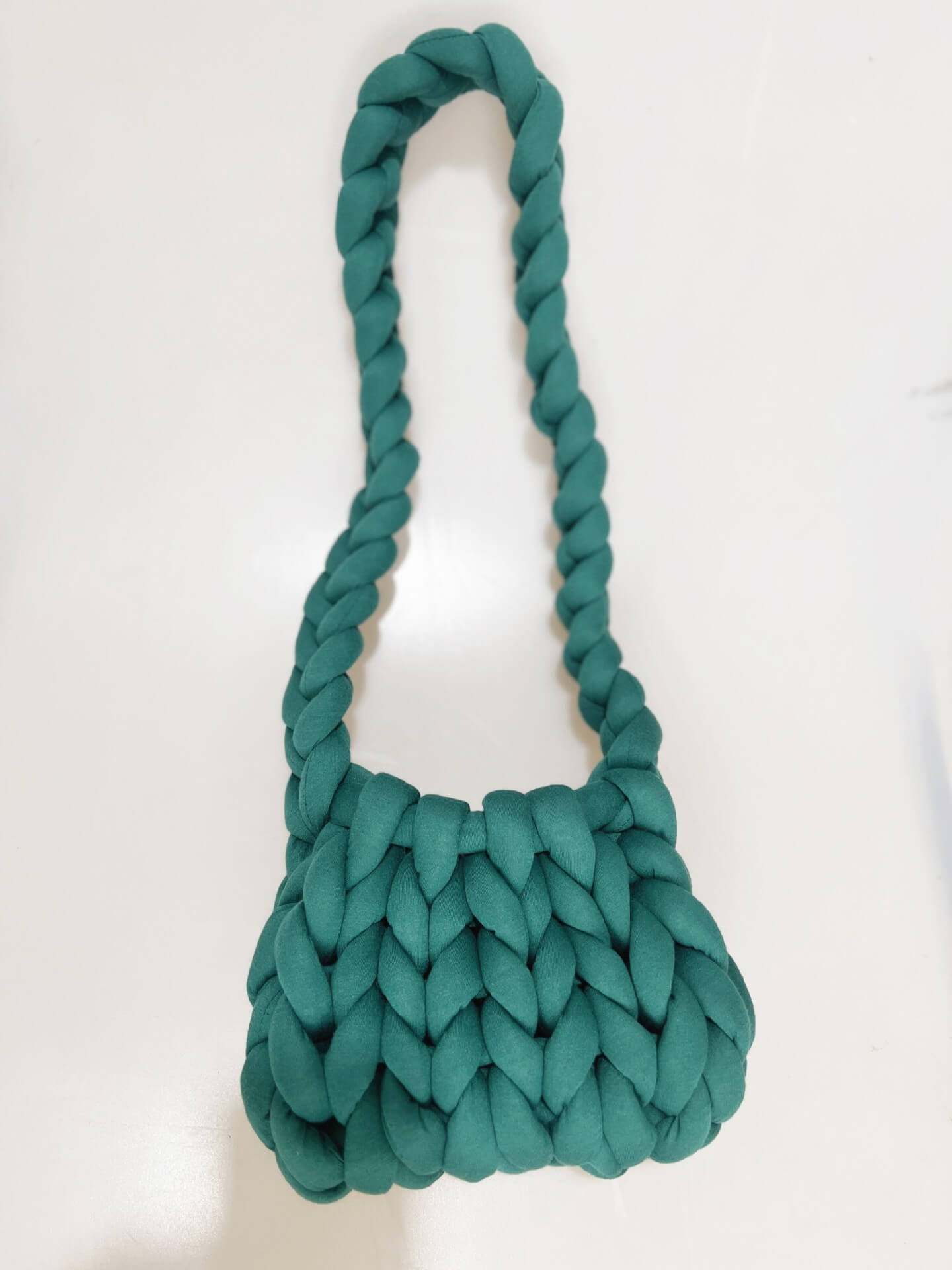 Diy Chunky Handtas, Dicke Baumwollwoll Gewebte Handtasche, Handgemachte Grobe Woll Gestrickte Eimer Tasche