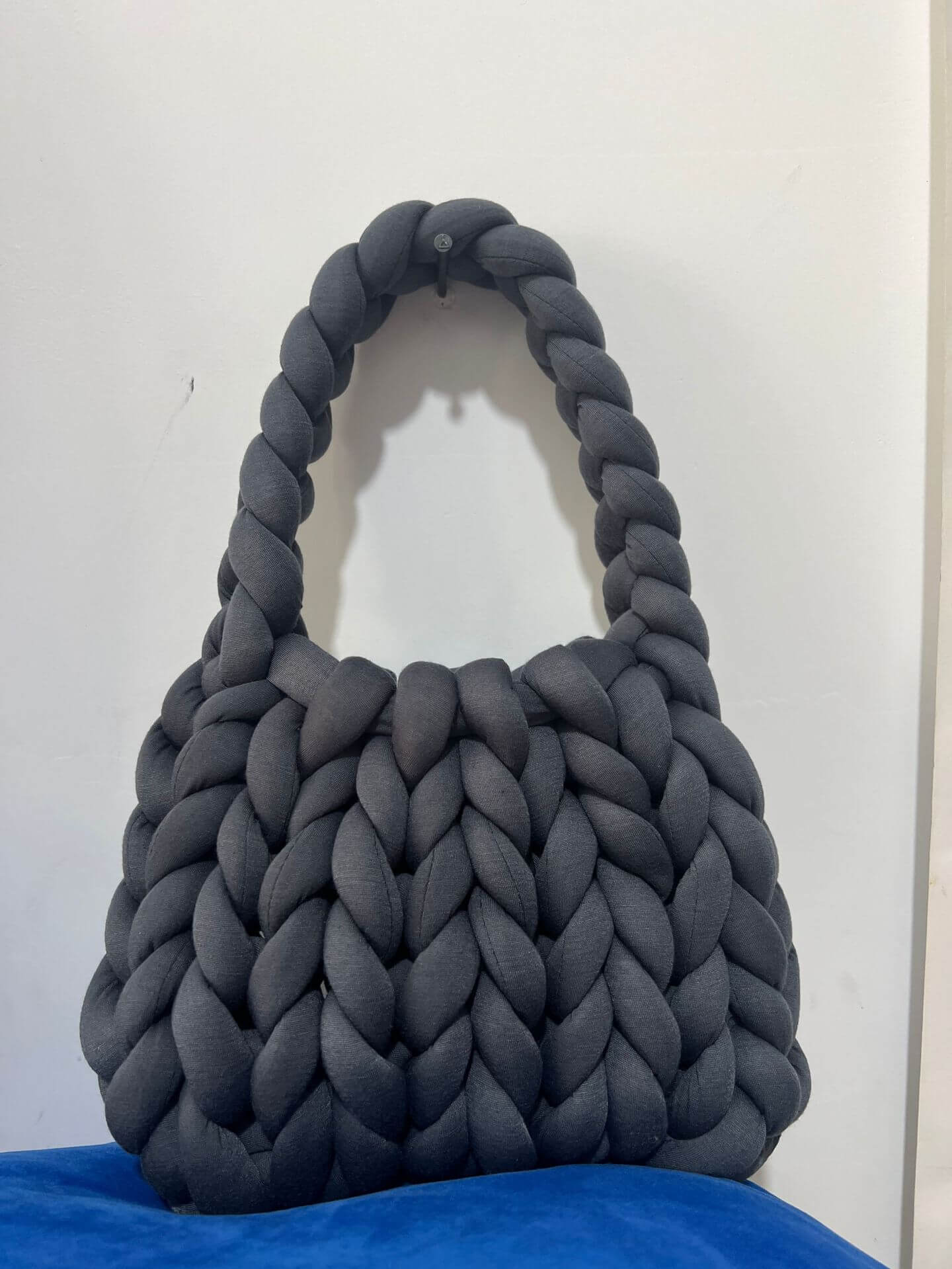 Diy Chunky Handtas, Dicke Baumwollwoll Gewebte Handtasche, Handgemachte Grobe Woll Gestrickte Eimer Tasche