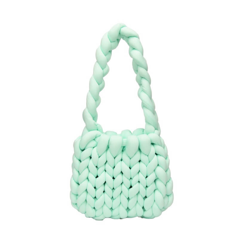 Diy Chunky Handtas, Dicke Baumwollwoll Gewebte Handtasche, Handgemachte Grobe Woll Gestrickte Eimer Tasche