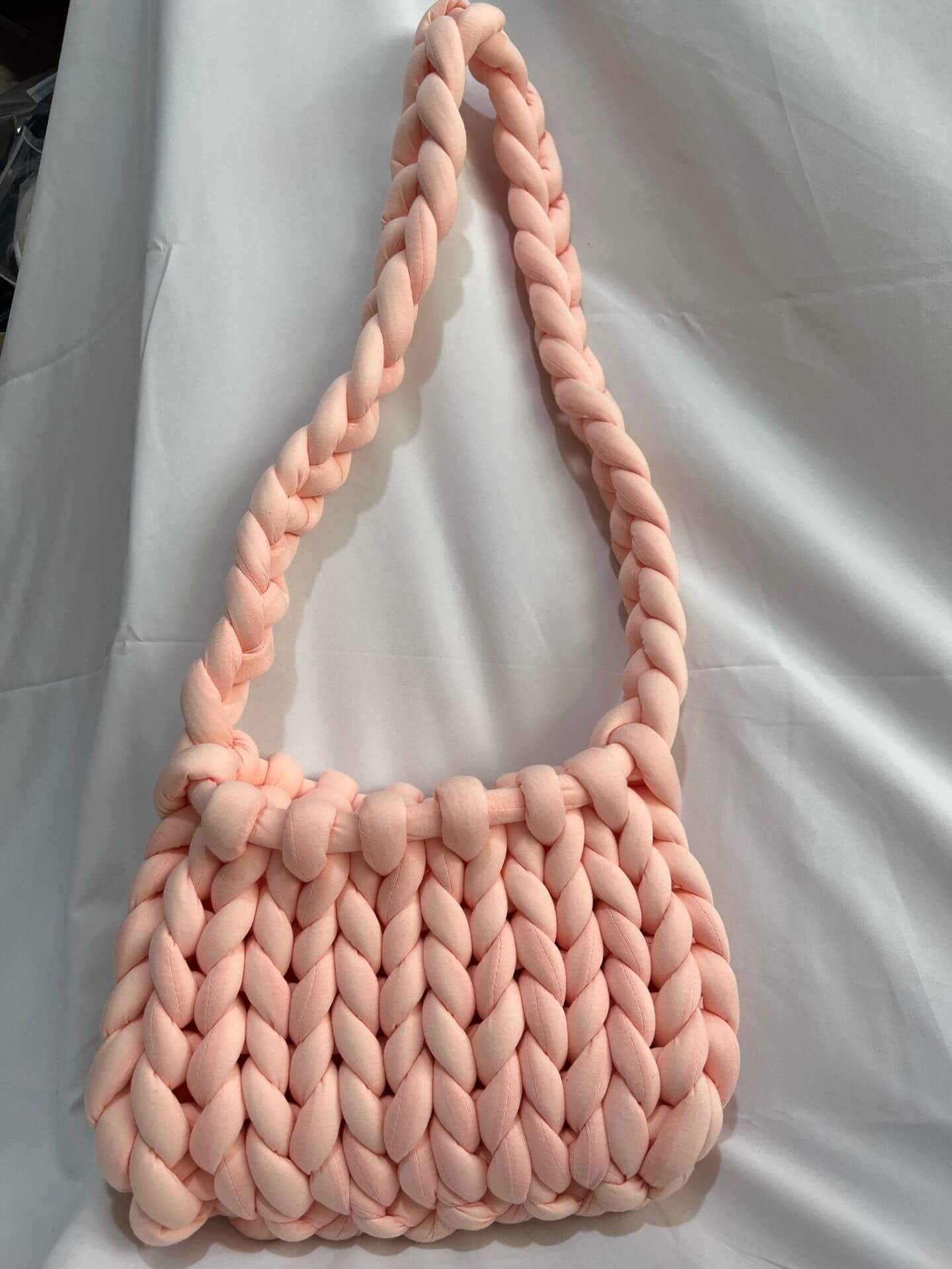 Diy Chunky Handtas, Dicke Baumwollwoll Gewebte Handtasche, Handgemachte Grobe Woll Gestrickte Eimer Tasche