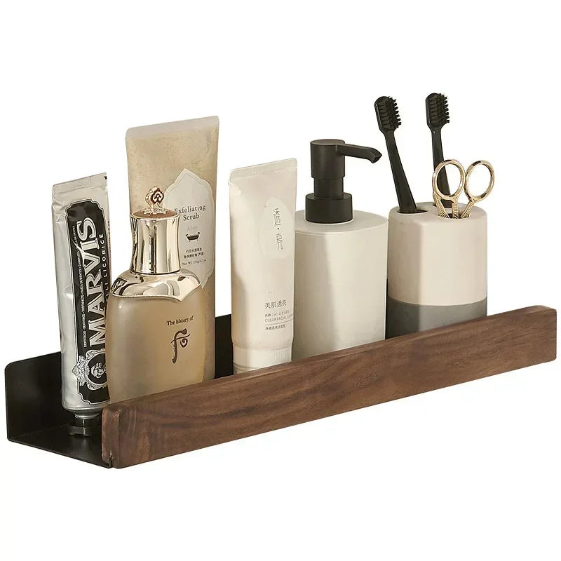 No Punch Massivholz Badezimmer Wandregal Dusche und Toiletten Organizer