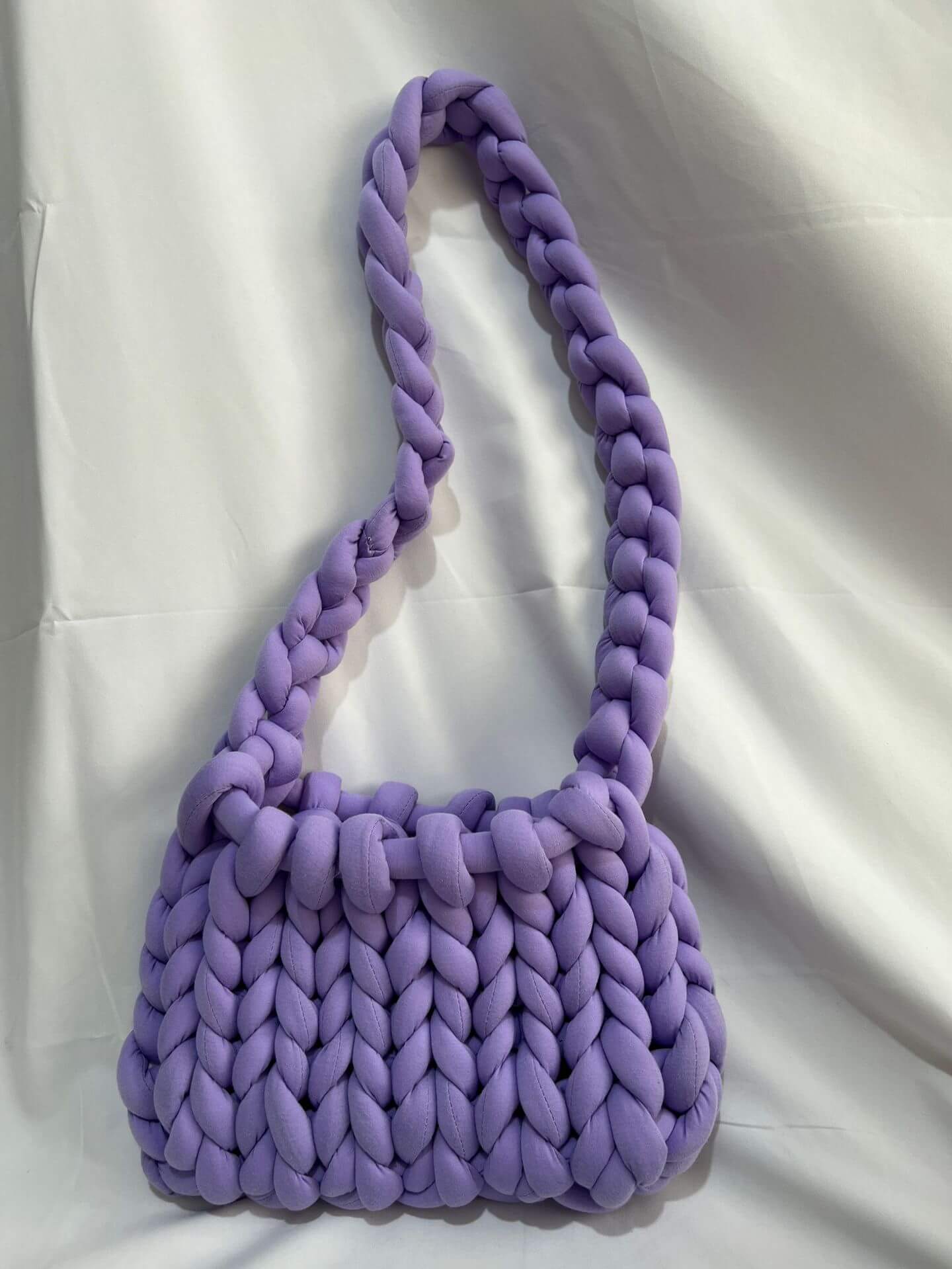 Diy Chunky Handtas, Dicke Baumwollwoll Gewebte Handtasche, Handgemachte Grobe Woll Gestrickte Eimer Tasche