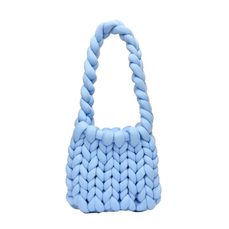 Diy Chunky Handtas, Dicke Baumwollwoll Gewebte Handtasche, Handgemachte Grobe Woll Gestrickte Eimer Tasche